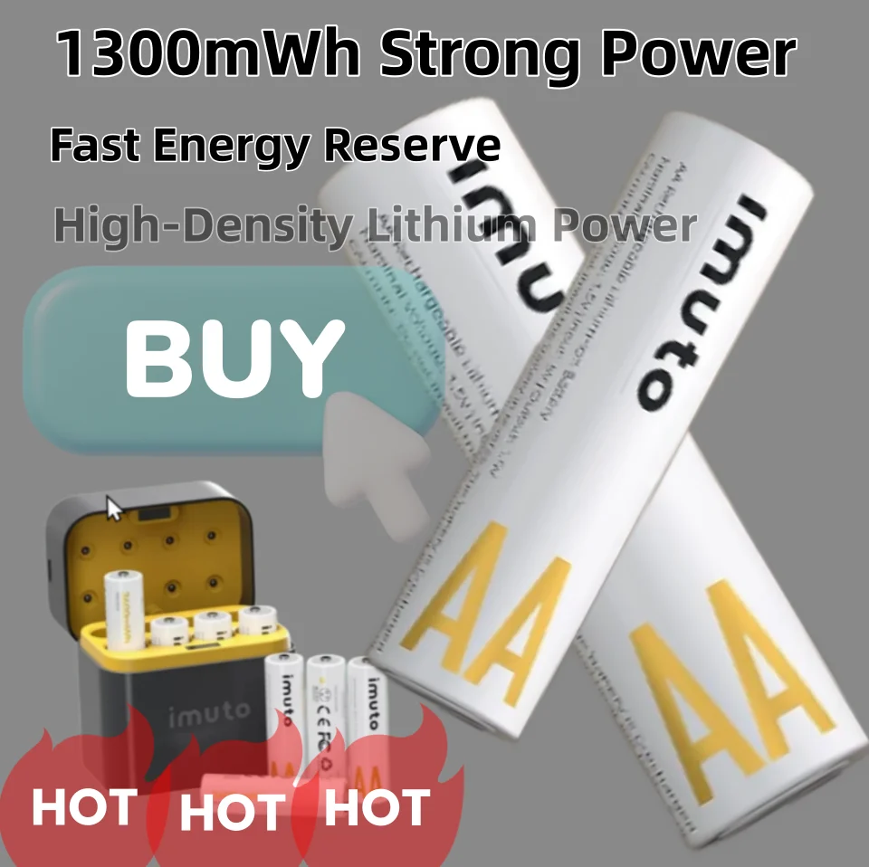 3600mWh 1.5V AA Rechargeable Lithium Batteries, USB-C Charger Box Kit for Remote Controls, Clocks, Microphones, Toys