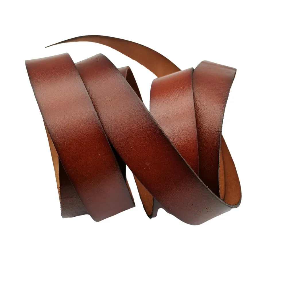 1 Yard 20mm Wide Distressed Brown Flat Genuine Leather Strip Cowhide Made 20mmx2mm Leather Band