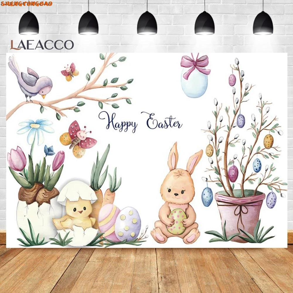 Fotografie Achtergrond Lente Bloemen Paashaas Verjaardagsfeestje Cartoon Konijn Vlinder Decoratie Achtergrond Fotostudio Prop