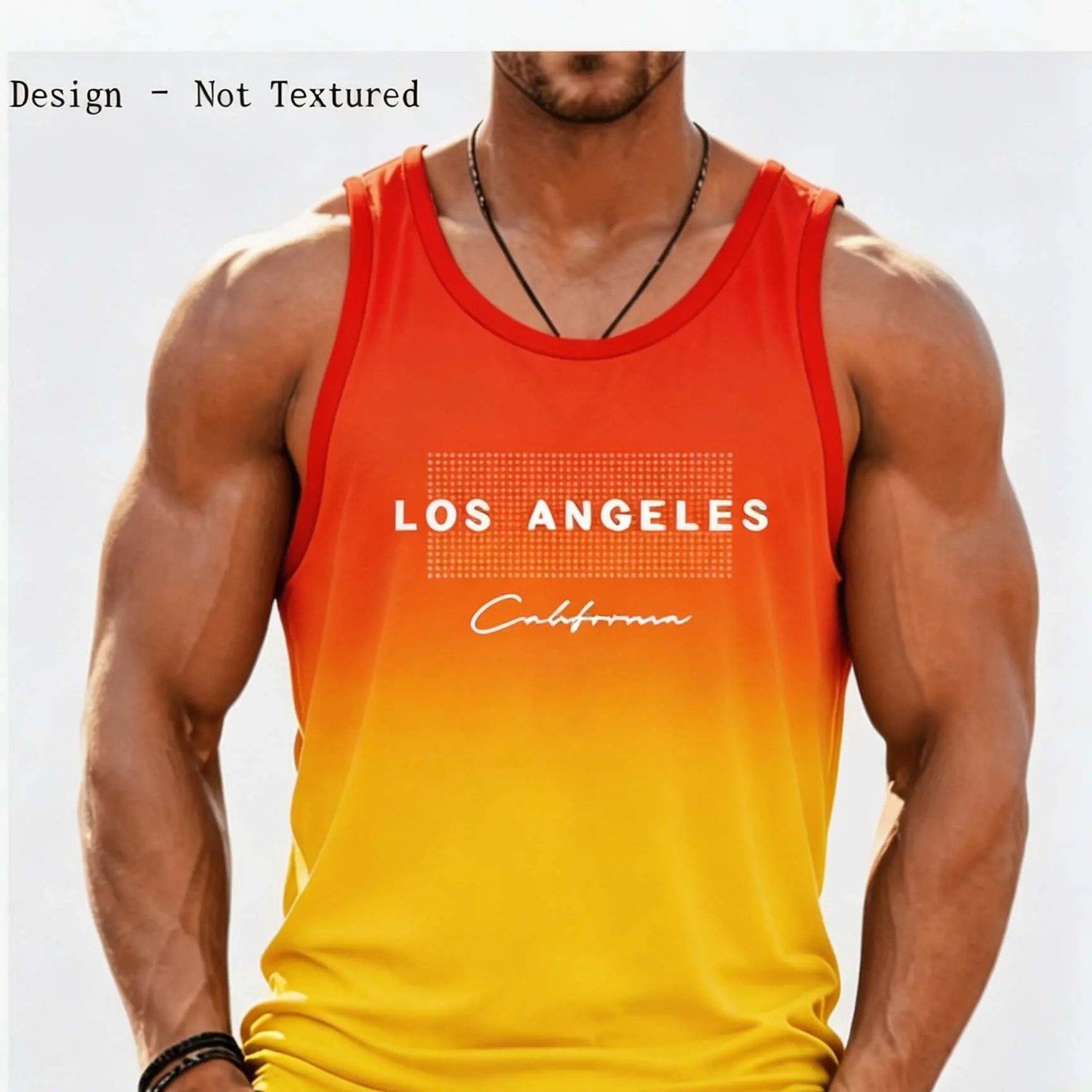 Men's Summer Casual Sports Loose Los Angeles Letter Pattern Printed Comfortable And Breathable Round Neck Sleeveless Men's Vest