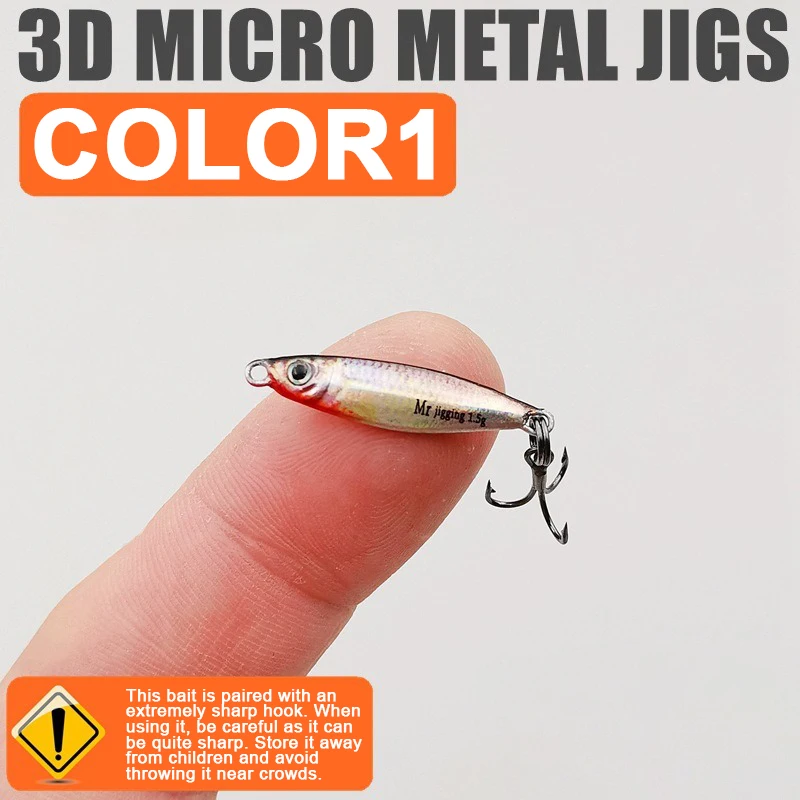 1,5/3/5g Mikro-Metall-Jigköder, Eisenplattenköder, 3D Mini VIB Köder, Gießlöffel, Paillettenköder für Angelzubehör – Detail 9