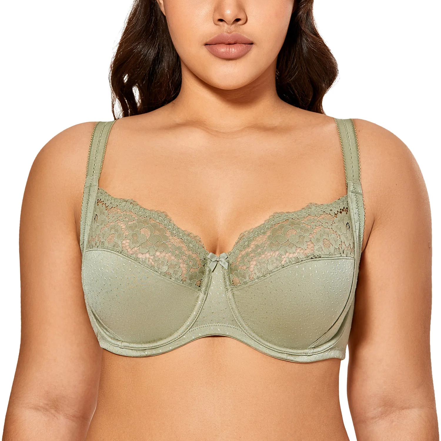 Women\'s Sheer Lace Minimizer Bra Plus Size Non Padded Full Coverage Underwire Support