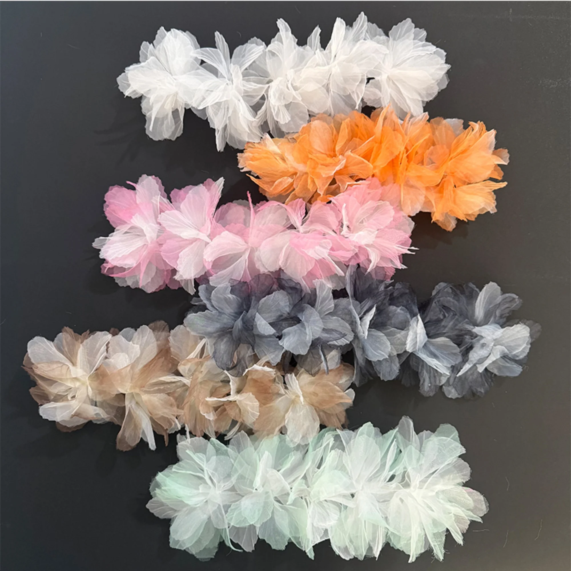 5 pieces 3D flowers,5.12'' organza flower For bridal accessories,Fabric Flower For Headwear,doll making,Fashion