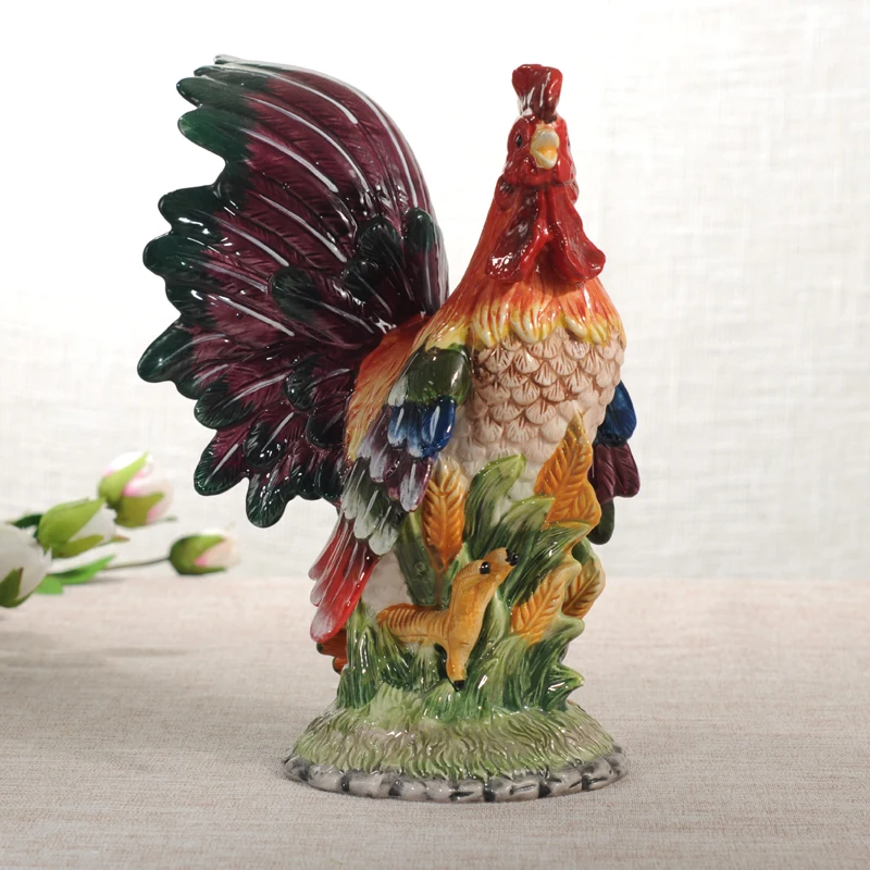 Green Tail Wheat Ear Cock Ceramic Decoration TV Cabinet Wine Cabinet Home Decoration Gift Living Room Decoration Crafts