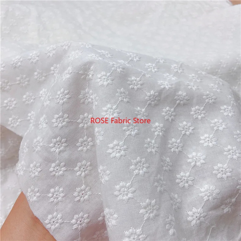 Cotton Embroidery Eyelet Fabric Sof Comfortable Cotton Cloth For Women's And Children's Clothing DIY Tissue Sold By The Yard view 5