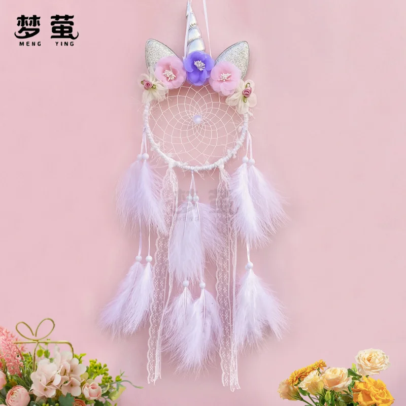 

Unicorn Dreamcatcher Wall Hanging, Feather Lace Boho Decor, Instagram Aesthetic Room Ornament, Creative Girl Gift