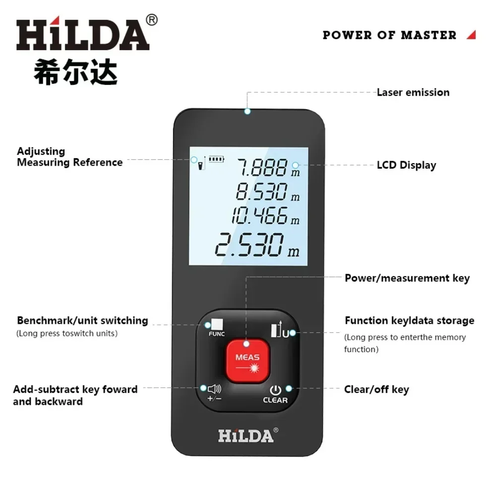 50M/100M/120M Smart HILDA Rangefinder, Laser Tape Measure, Laser Distance Meter, Intelligent,OLED Display,Connect To APP To Draw