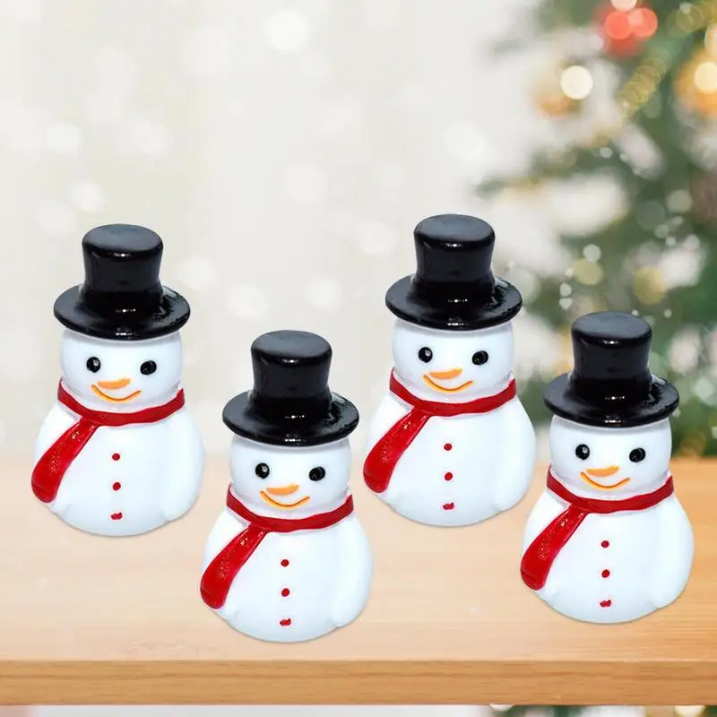 Mini Snowman Figurines 10pcs Christmas Miniature DIY Snowman Craft Santa Claus Ornament Table Top Decor Home Decoration Supplies