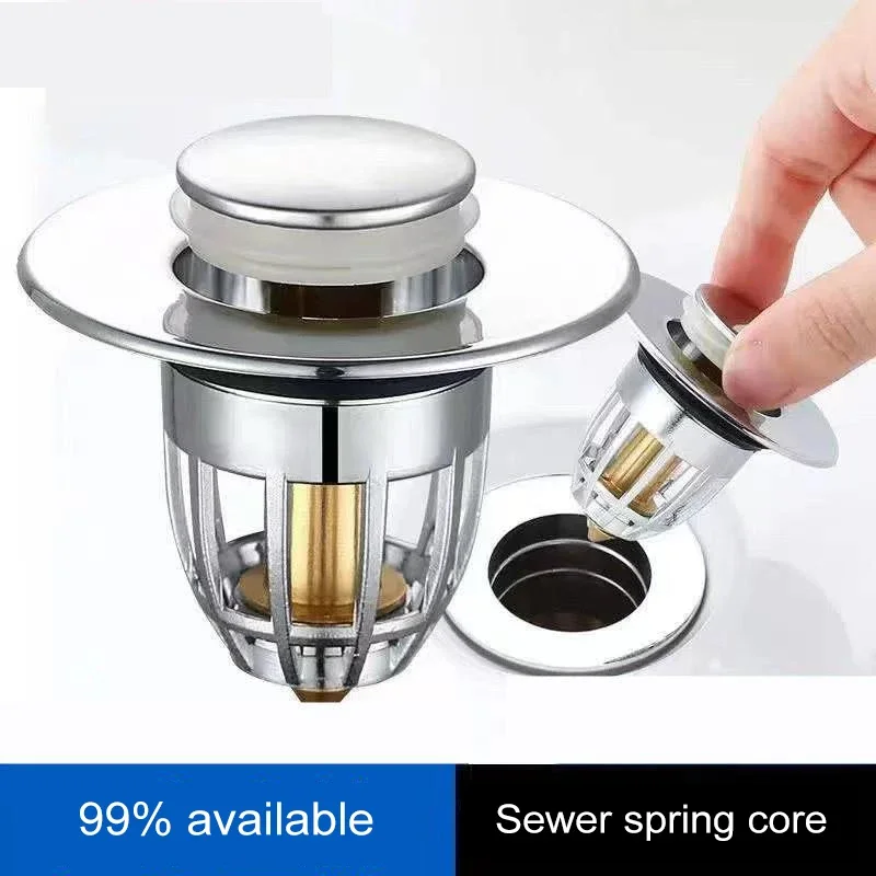 Universal Pop-up Core Drainage Filter Bathroom Sink Plug Washbasin Stopper Kitchen Deodorant Floor Drain Plug Push-type Drain