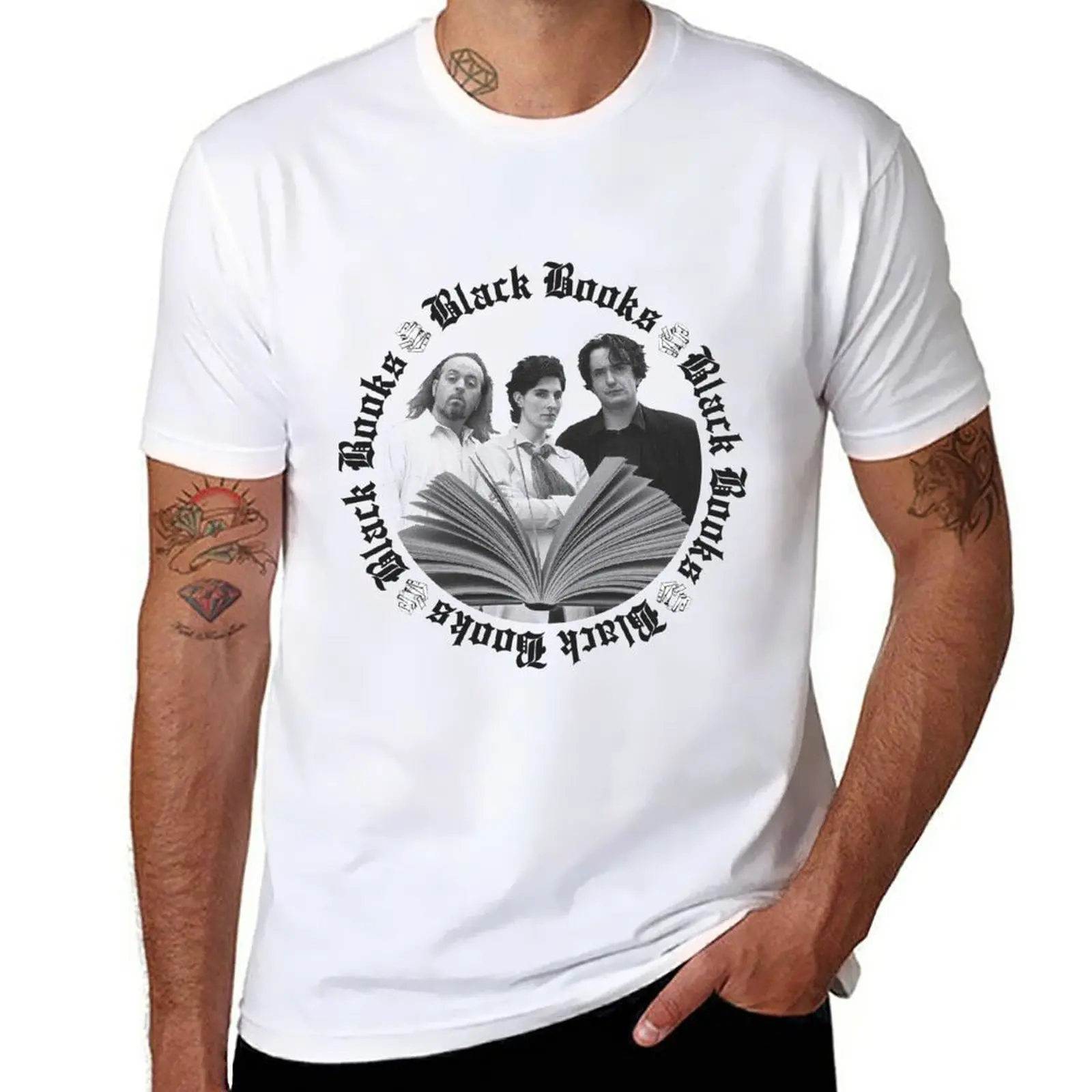 BLACK BOOKS - Manny, Fran & Bernard T-Shirt new edition summer clothes plain white t shirts men