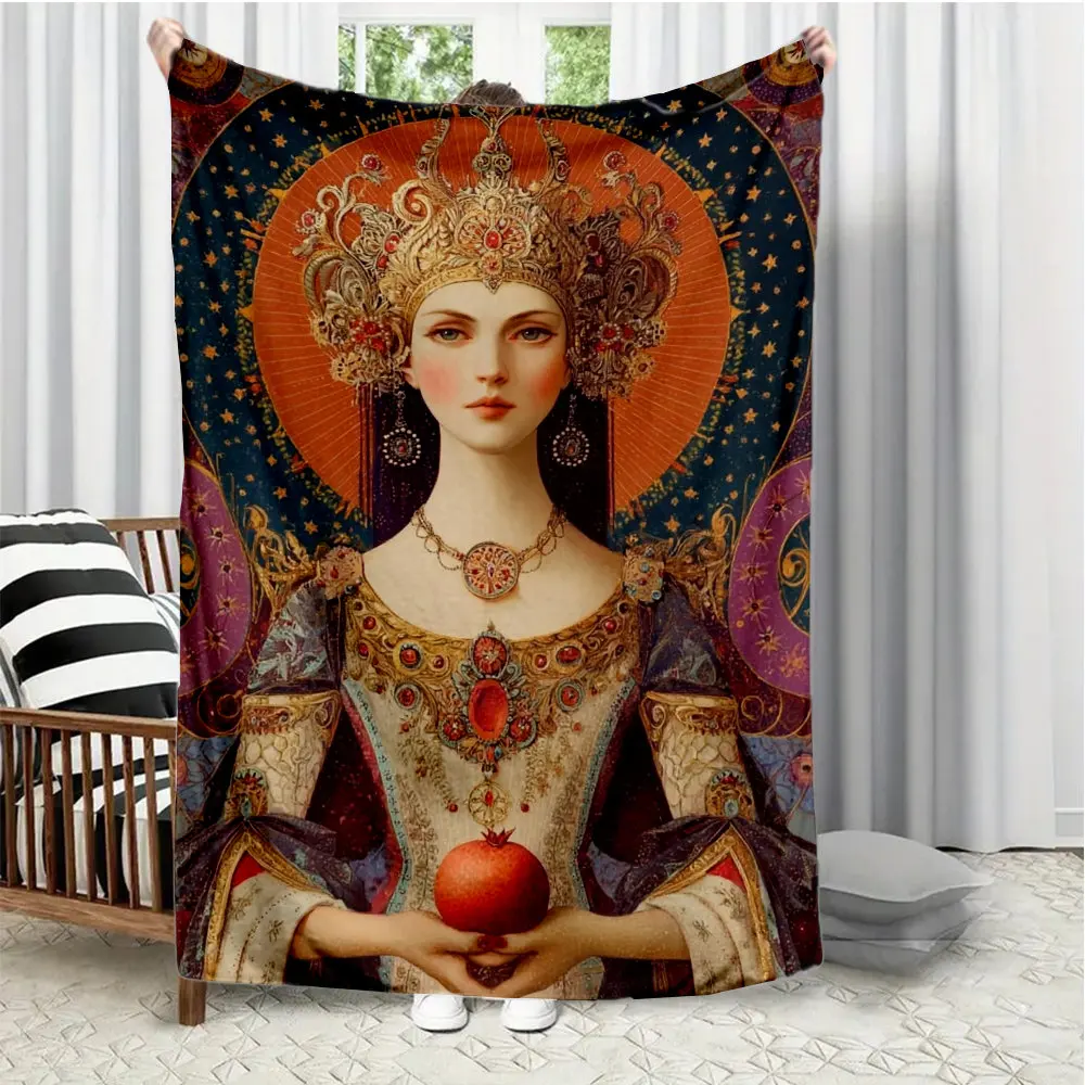 

Фланелевое одеяло с принтом «Королева звезд и граната», подходящее для всех сезонов, подходит для гостиной, офиса, дивана, путешествий