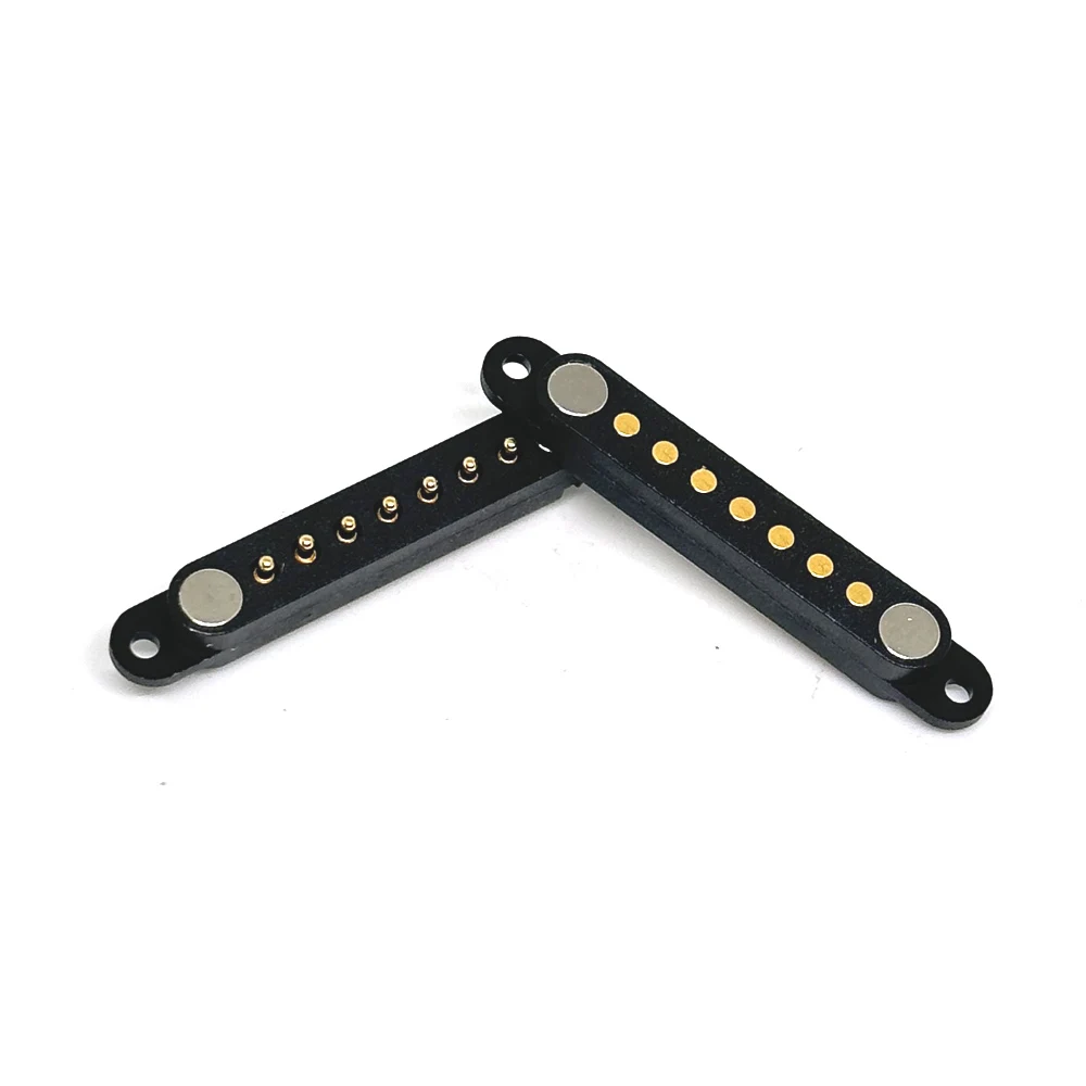 1Pair Spring Loaded Connector Pogo Pin 7Pin with ear 2.54mm Pitch PCB Vertical With Plug-in Panel Mount Single Row Strip