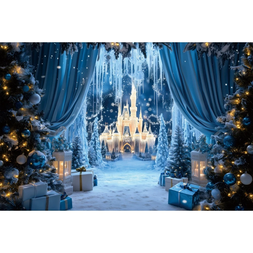 Frozen World Castle Backdrop Girls Princess Birthday Party Decorations Photography Background Christmas Winter Snowflake Banner