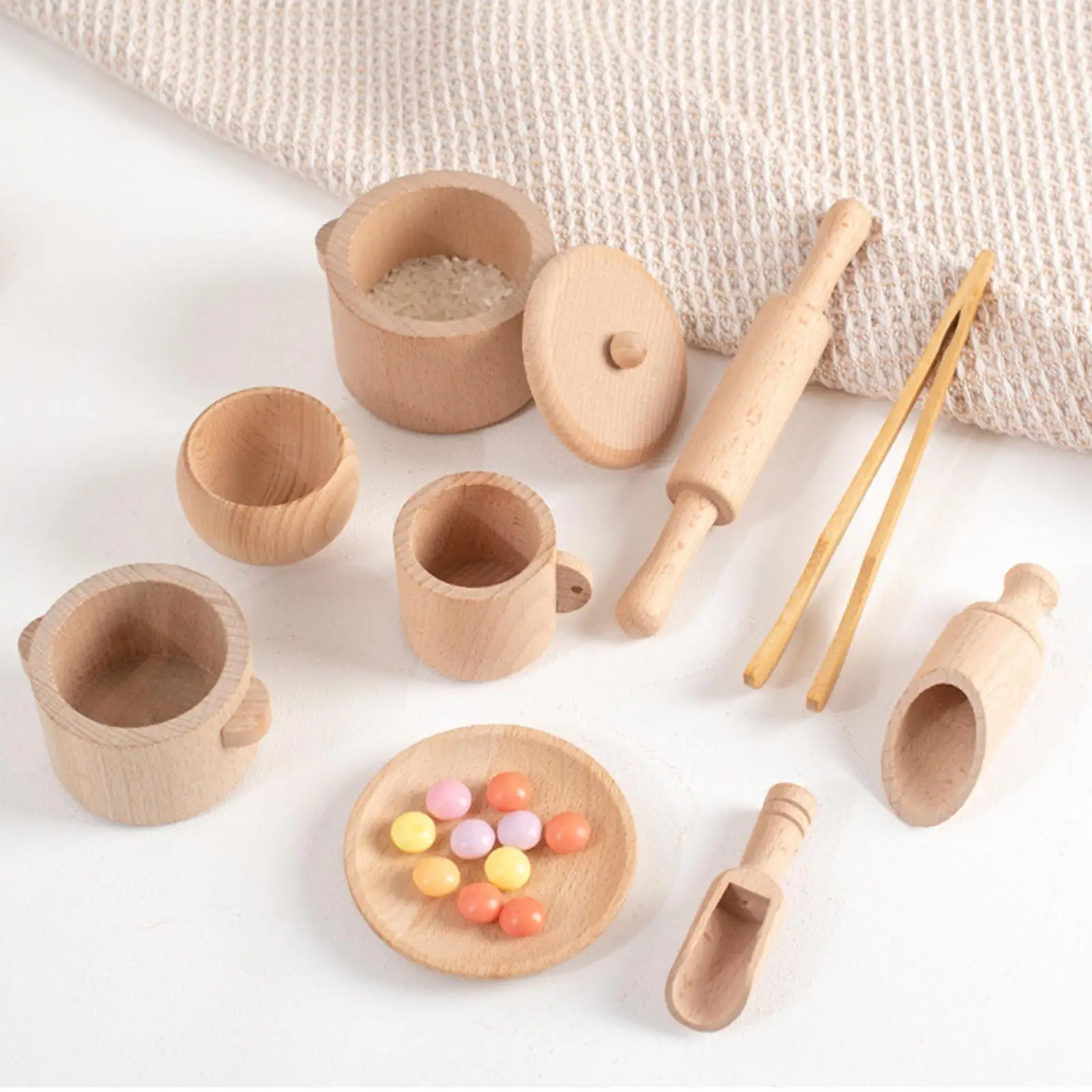 Wooden Sensory Bin Tools Transfer Work Fine Motor Skills with Storage Bag Wooden