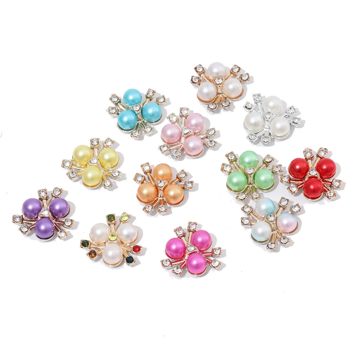 Hot Selling Three Pearl Flower Hearts Rhinestone Korean DIY Jewelry Accessories, Decorative Electroplated Hair Accessories