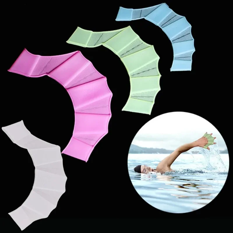 Palmes de natation en silicone pour hommes femmes et enfants, palmes palmées, gants palmées, équipement de sport de piscine, entraînement professionnel, doigt et main