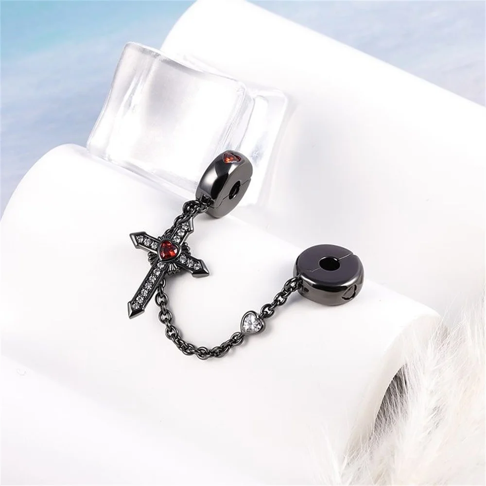 Colgante de cadena de seguridad para mujer, abalorio de plata 925 de esqueleto, para Halloween y Pascua, compatible con pulsera Pandora Original, regalo colgante DIY