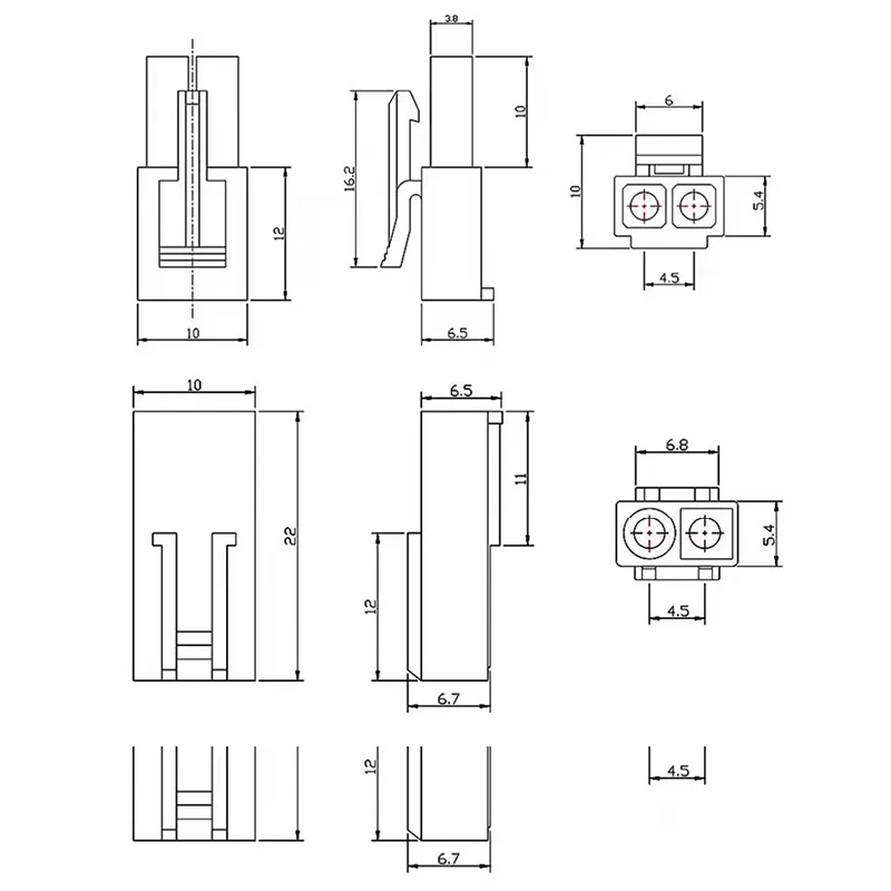 10Pcs EL-2P 4.5mm spacing 20cm mini Tamiya connector wire Male Female 10set green colour terminal block interdigitation