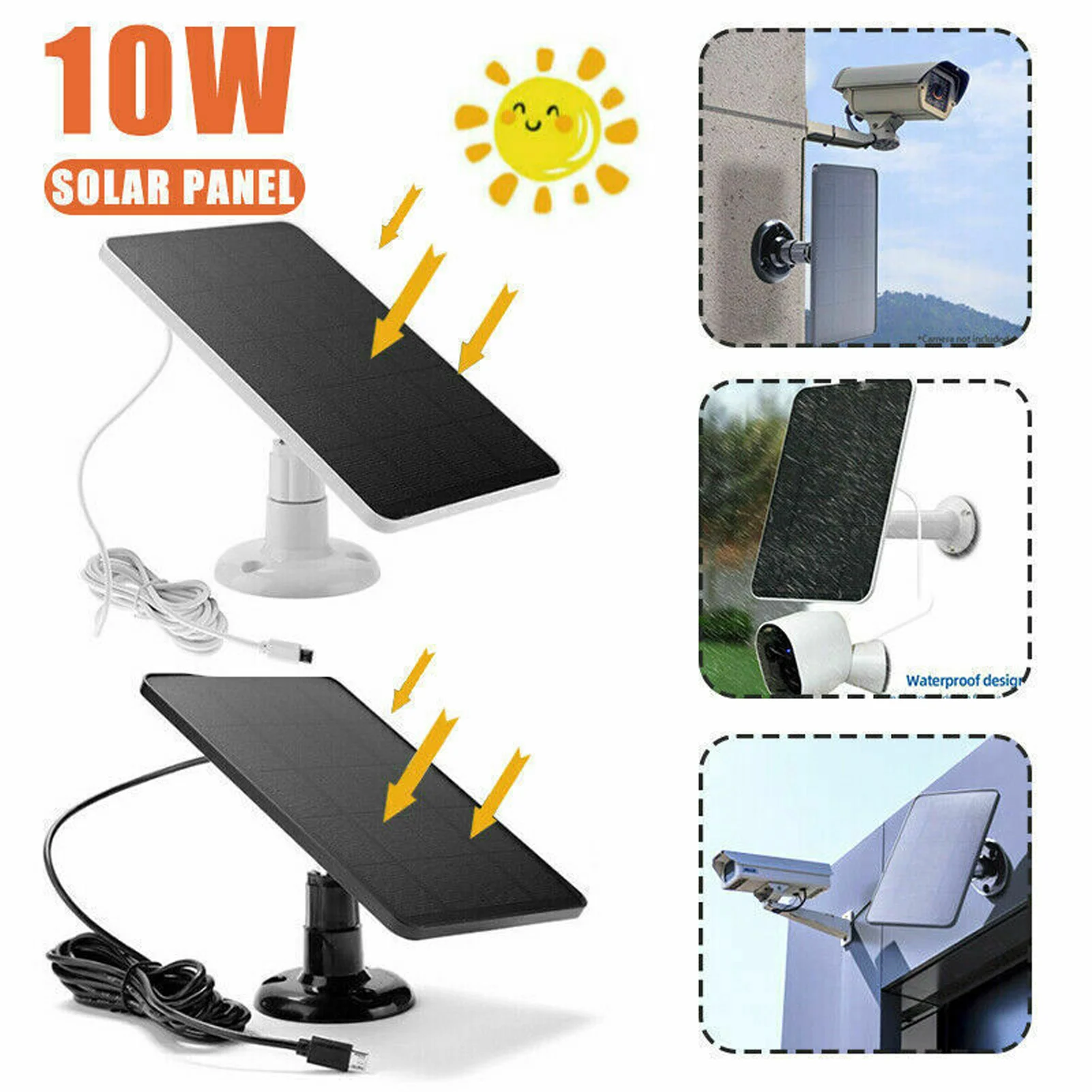 Solar Panel 4W Battery  Micro USB Camera Charging Solar Panel for Appliances 4W Solar  Security Camera Solar Panel