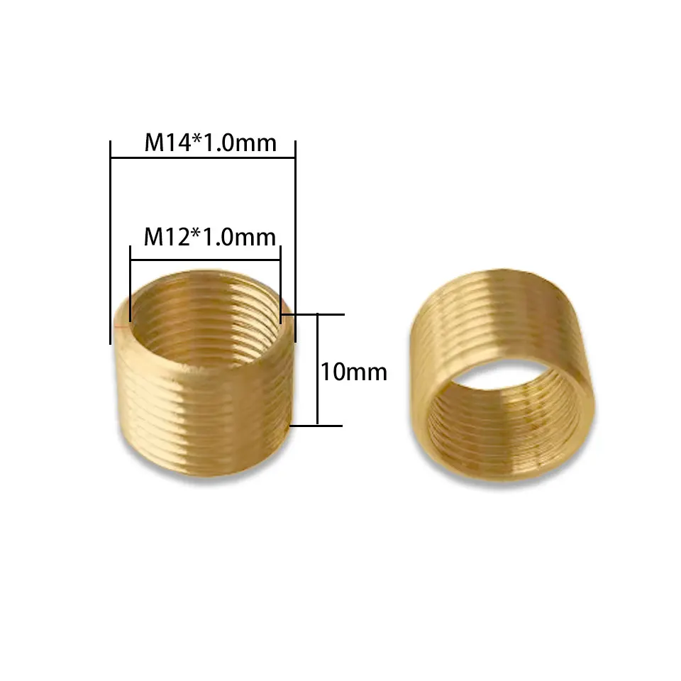 Adaptateur de vis à douille de tube à dents internes et externes, cuivre pur, laiton, M12, M14, M14, M16, 5 pièces