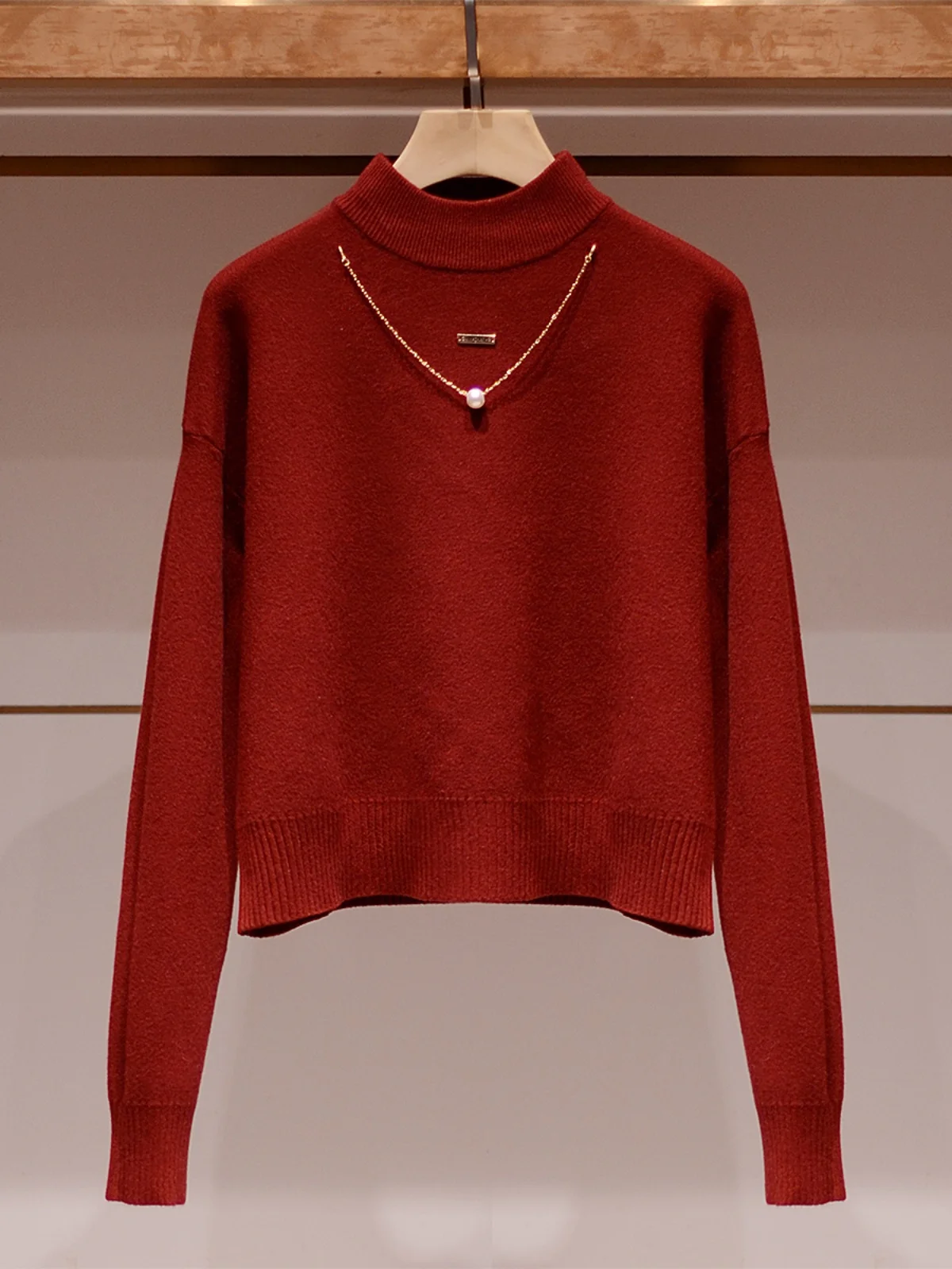 

Женский вязаный свитер Ele Red, приталенный, с высоким воротником, длинный рукав, зимний, новинка, для повседневной носки, JOOva