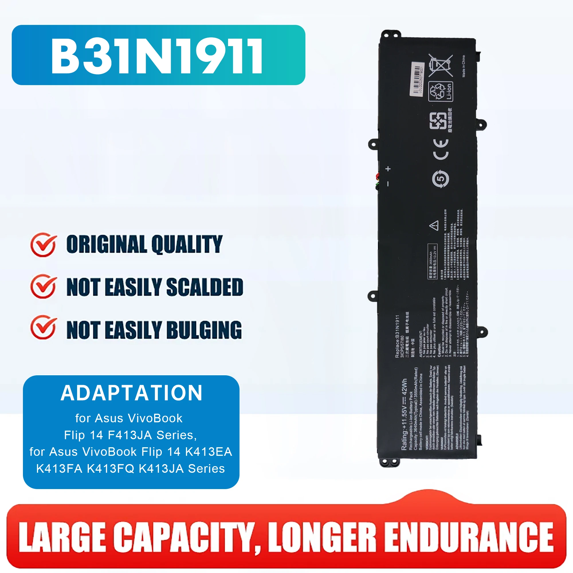 

Аккумулятор для ноутбука B31N1911 C31N1911 для ASUS VivoBook Flip 14 TM420IA M413 M413DA TM420IA F413 K413 X413 Ноутбук X X413FF X421DA