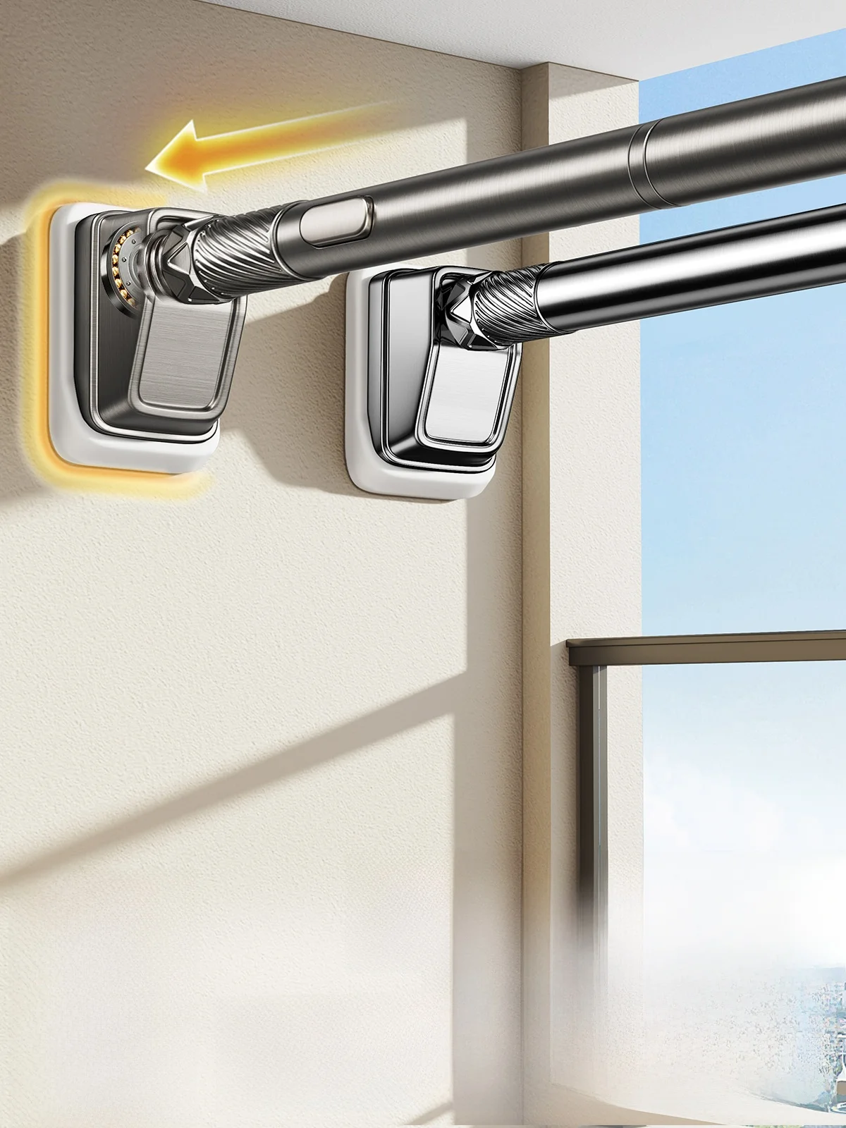 

No-Drill Adjustable Stainl Steel Clothesline Rod Balcony Fixed Batoom Curtain Wardrobe Wall Support Pole Straight Bar ape