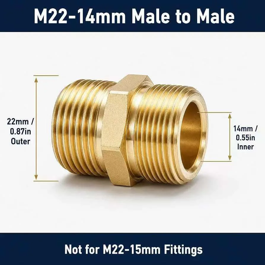 High Pressure Cleaning Machine Hose Brass Extension Adapter M22-14mm For Wire Washing Machine Spray Gun Water Pipe Connection