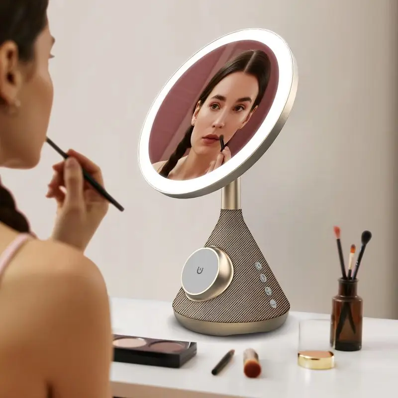 New Lighted Makeup Mirror Bluetooth Speaker 15w Magnetic Wireless Charging 3-In-1 Livestreamer Type-C Coating Makeup Mirror