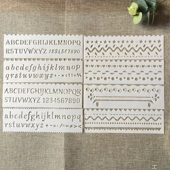 8 stks/set 18 cm Alfabet Letters DIY Gelaagdheid Stencils Schilderen Plakboek Kleuring Embossing Album Decoratieve Kaart Sjabloon