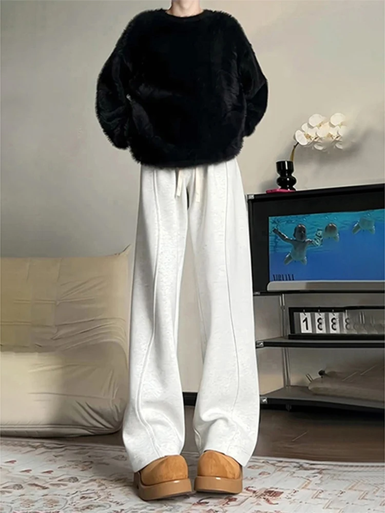 

Men's Casual Loose Straight Leg Banana Knife Pants ey Flower Bend Knife American Sle Heavyweight Sport Leisure Trousers