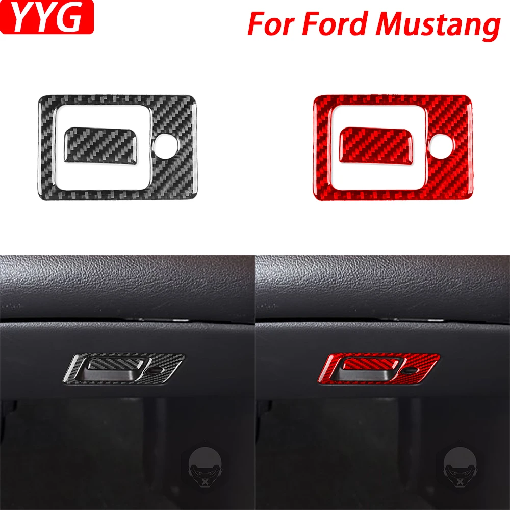 For Ford Mustang 2001-2004 Carbon Fiber Storage Box Puller Handle Switch Panel Decorative Cover Car Interior Accessories Sticker