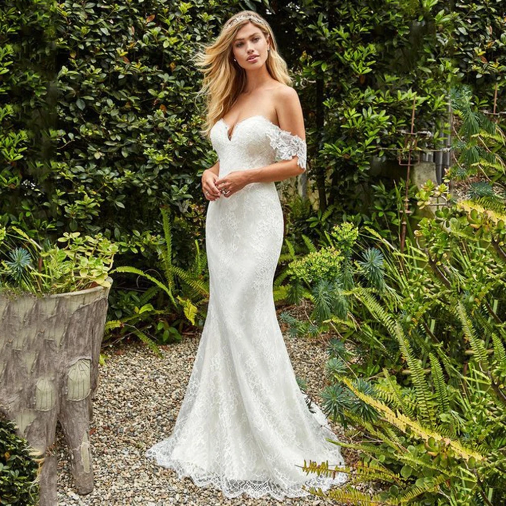 

Elegant Wedding Dress of Lace Mermaid Sweetheart Court Train Sexy Backless Bridal Beach Seaside High-end Marry Gowns Summer