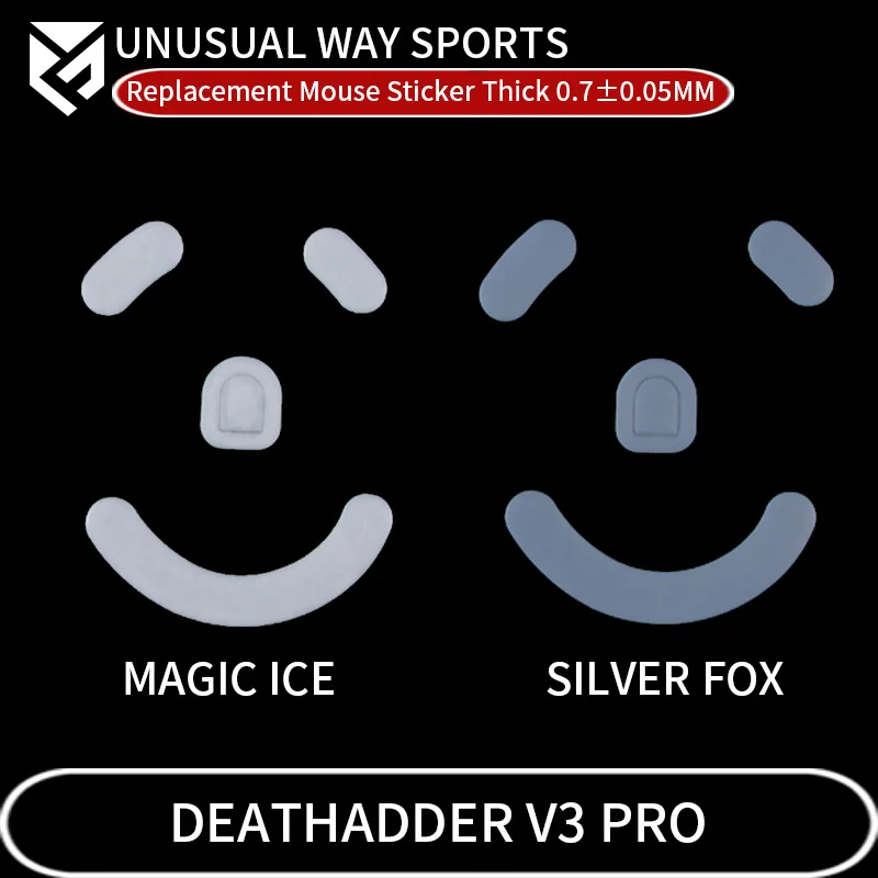 UnusualWaySports Mouse Foot Skates Feet Razer Deathadder V3 Pro PTFE Curve Edge Magic Ice Silver Fox Version