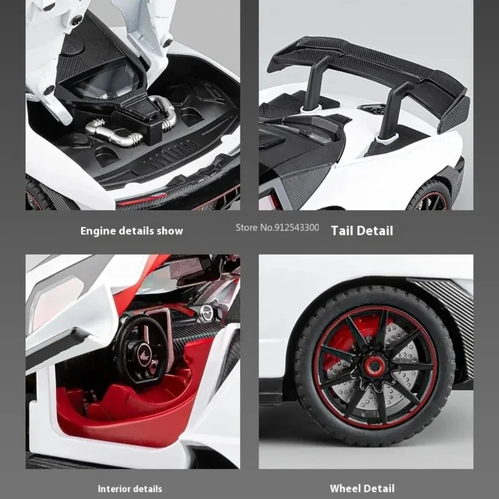 1:24 P1 Senna Model Samochodu Zabawka Odlewany Ze Stopu Otwierane Drzwi Supercar Kierownica Sterująca Amortyzacja Model dla Dzieci
