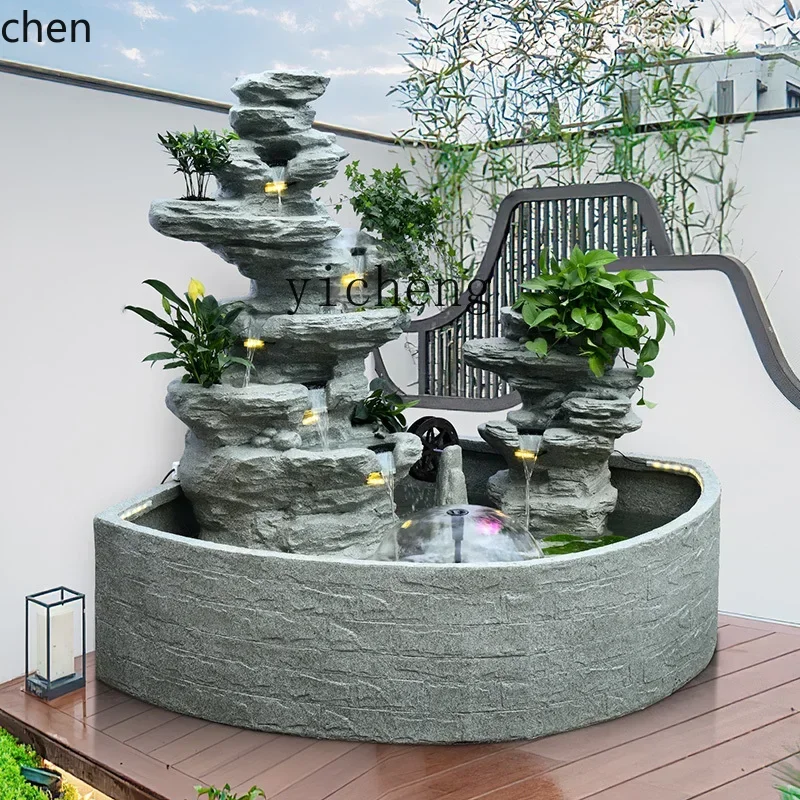 YFY  Outdoor Garden Balcony Courtyard Lucky Large Rockery Flowing Water Fountain Landscape Ornament