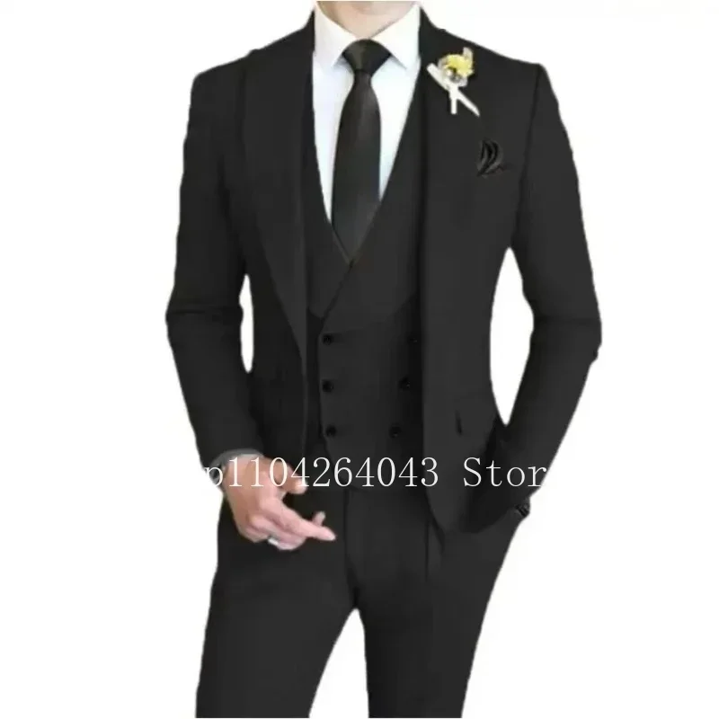 الملونة الرجال 3 قطعة بدلة سهرة الذروة التلبيب السترة سترة و مجموعة بناطيل رجالي للتخرج الزفاف ملابس حفلات أنيقة