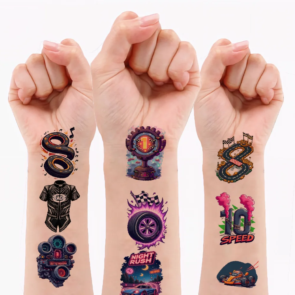 

63pcs Temporary Tattoo Car Stickers Temporary Tattoo Stickers Racing Stickers Cartoon For Boys Shoulders Men