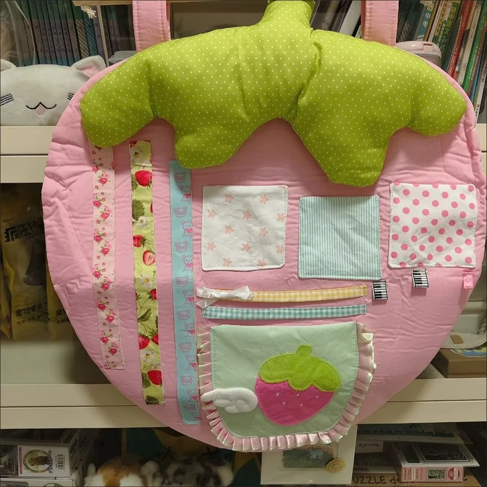 New Cartoon Strawberry Storage Hanging Bag Cute Doll Storage Bag Wall Bedside Bed Hanging Multifunctional Storage Bag Home Decor