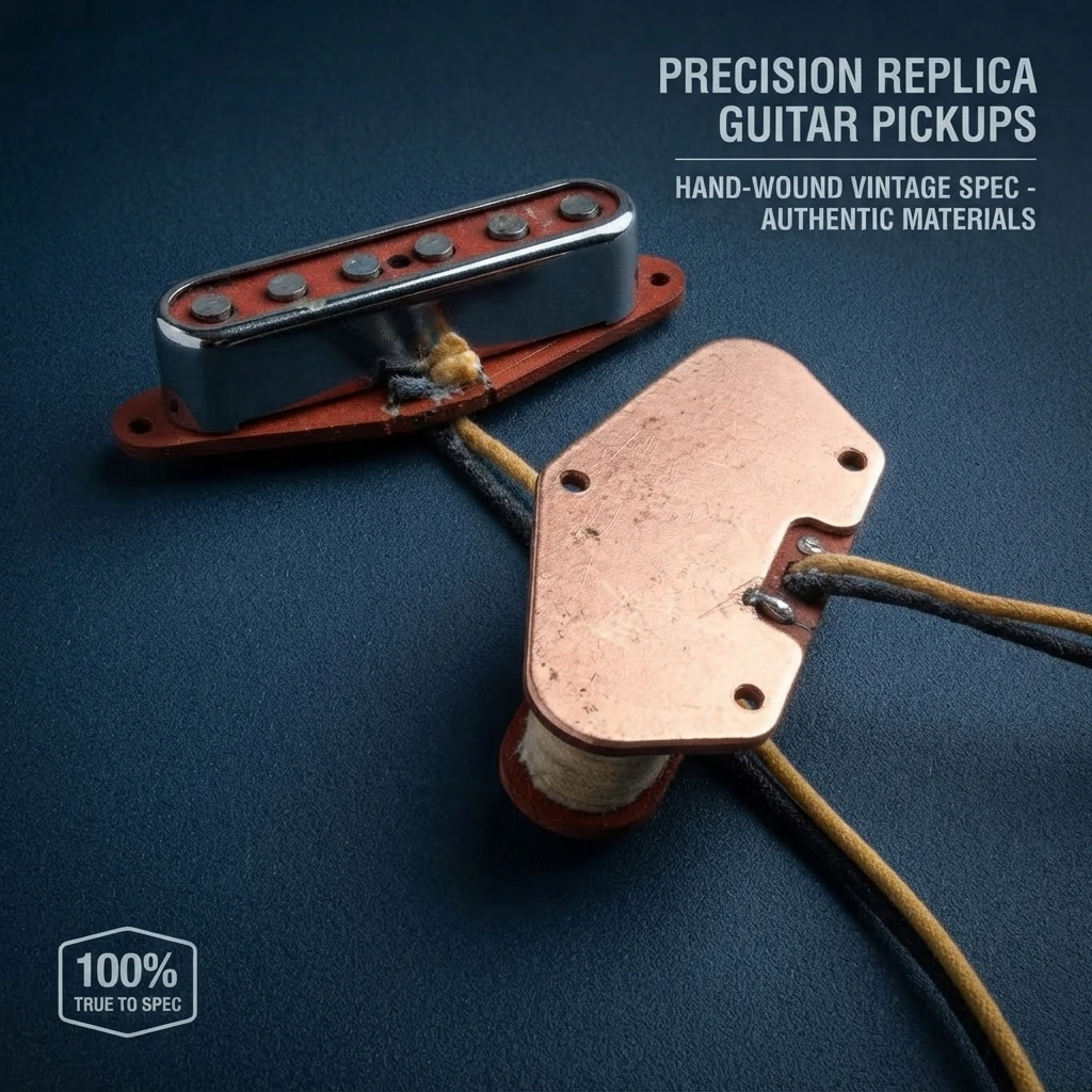 Vintage Red Tele Pickup Set, Hand-Wound Alnico 5 Neck & Bridge, Chrome Cover, Cloth Wire Upgrade for Tele Style Electric Guitar