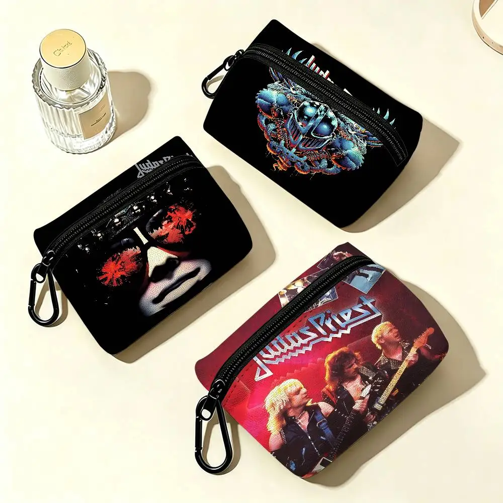 Rock J-Judas P-Priest Band Oxford Fabric Mini Coin Wallet Smooth Zipper Hanging Design Multi-use Small Storage Bag For Travel
