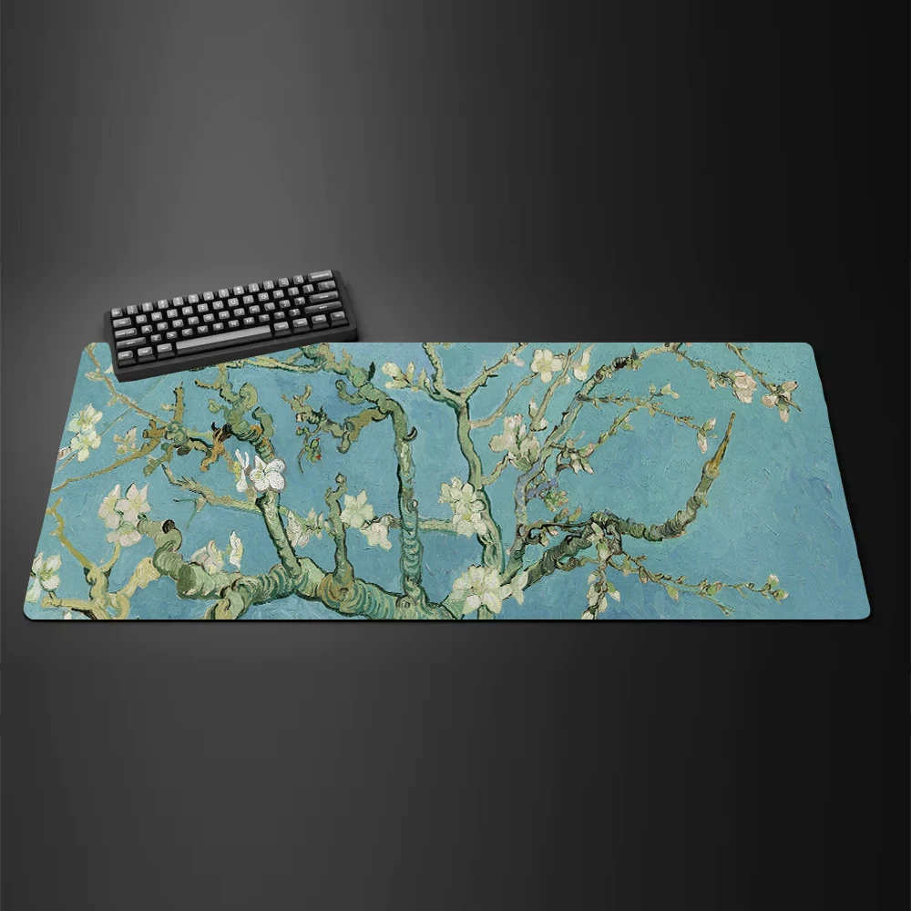 White Sakura Mouse Pad Simple Illustration Large Computer Office Gamer Home Desk Pads Anti-slip Gaming Keyboard Long Table Mats