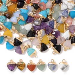 2Pcs/Lot 13x10mm Heart Shape Faceted Stone Pendants Natural Opal Jades Howlite Charms Pendant for DIY Necklace Earrings Bracelet