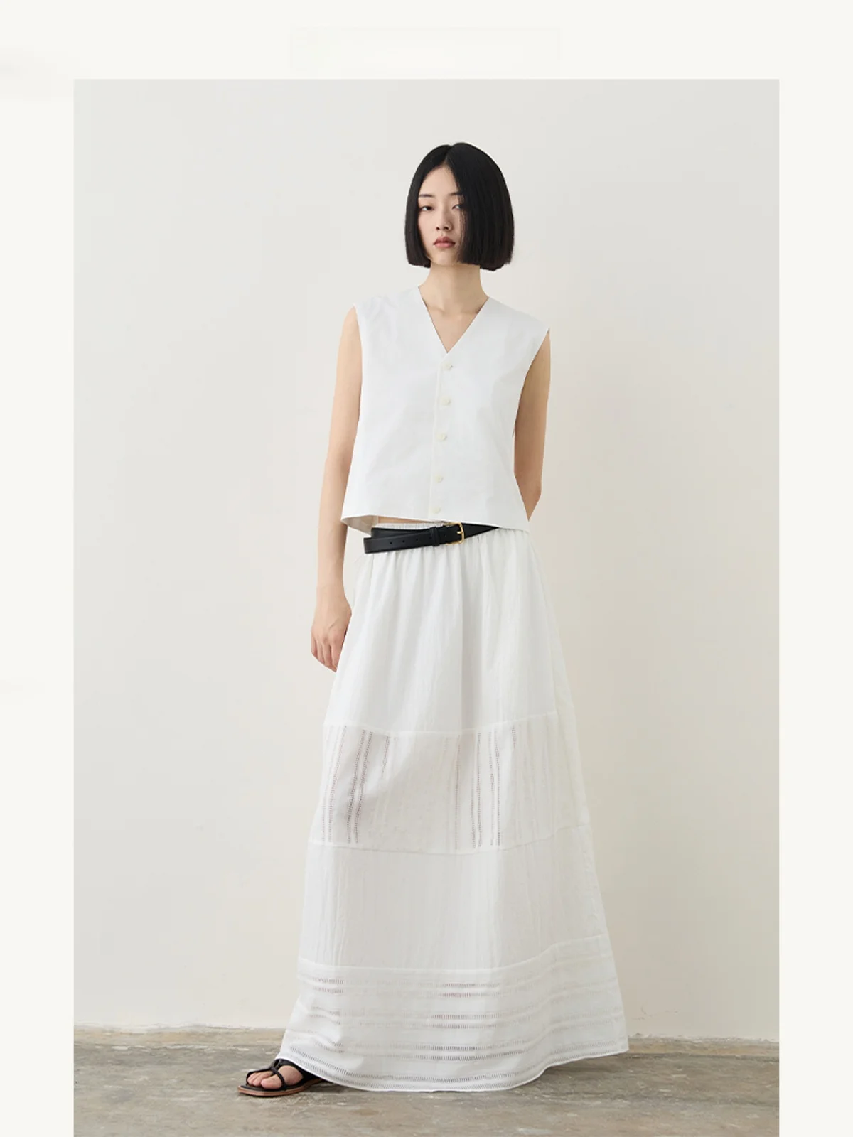 

Длинная юбка Dry Touch с вырезами и плиссировкой из смеси хлопка и нейлона, силуэт трапециевидной формы со средней талией