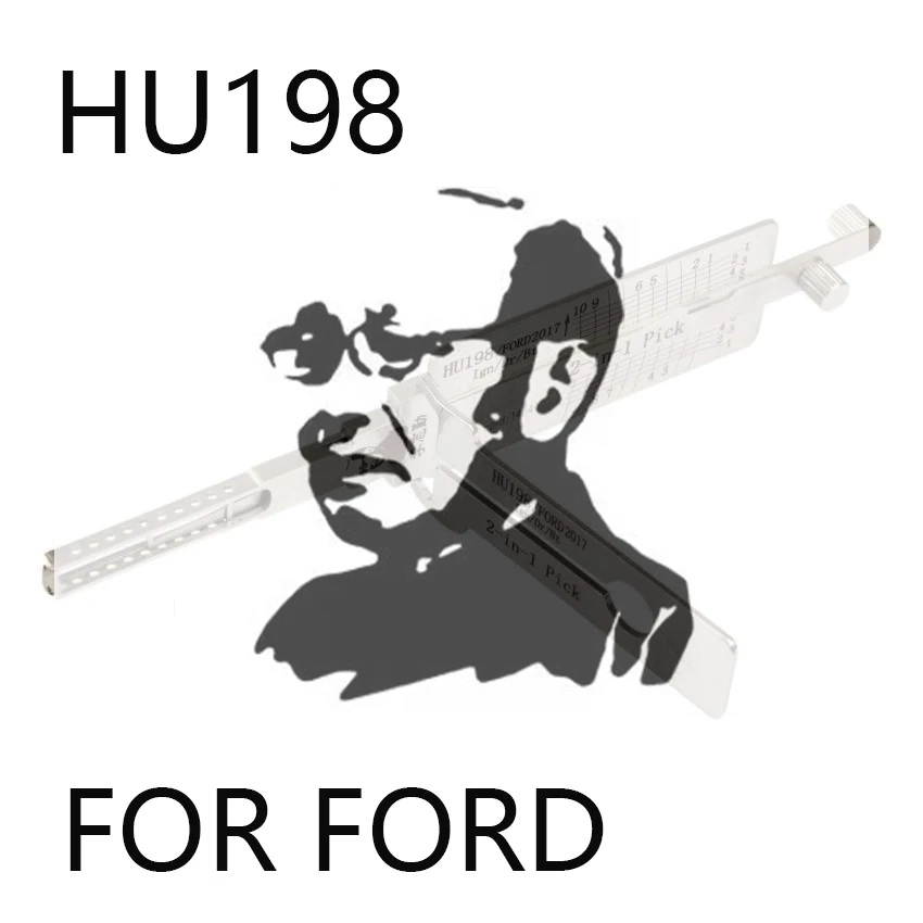 Herramienta de cerrajería Lishi 2 en 1 HU198 para cerraduras Ford 2017 y posteriores de 8 cortes con ranura interior para llave