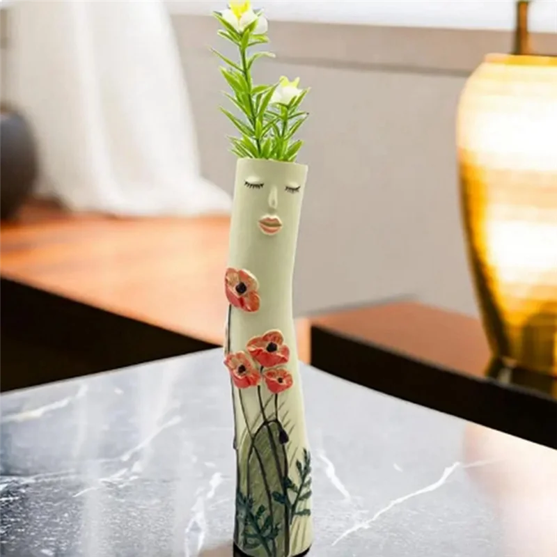Top Verkoop Meisjes Gezicht Vaas Ornament Bloempot Vaas Kunstplanten Houder Voor Huisdecoratie