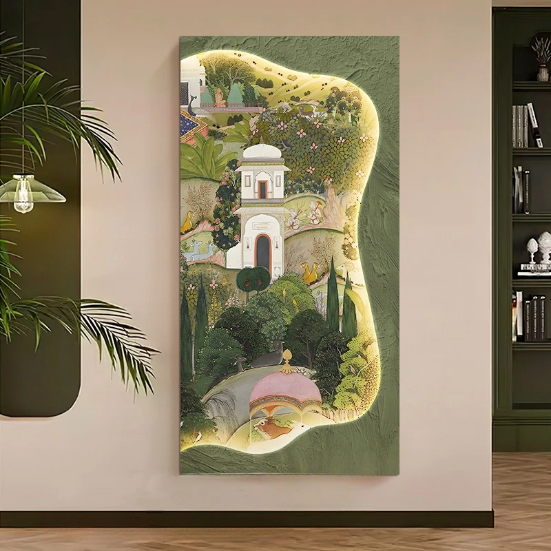 Decorazione d'ingresso Lampade da parete a LED verdi per corridoio Corridoio Retro in pietra arenaria appesa Pittura Luci murali per soggiorno di fascia alta