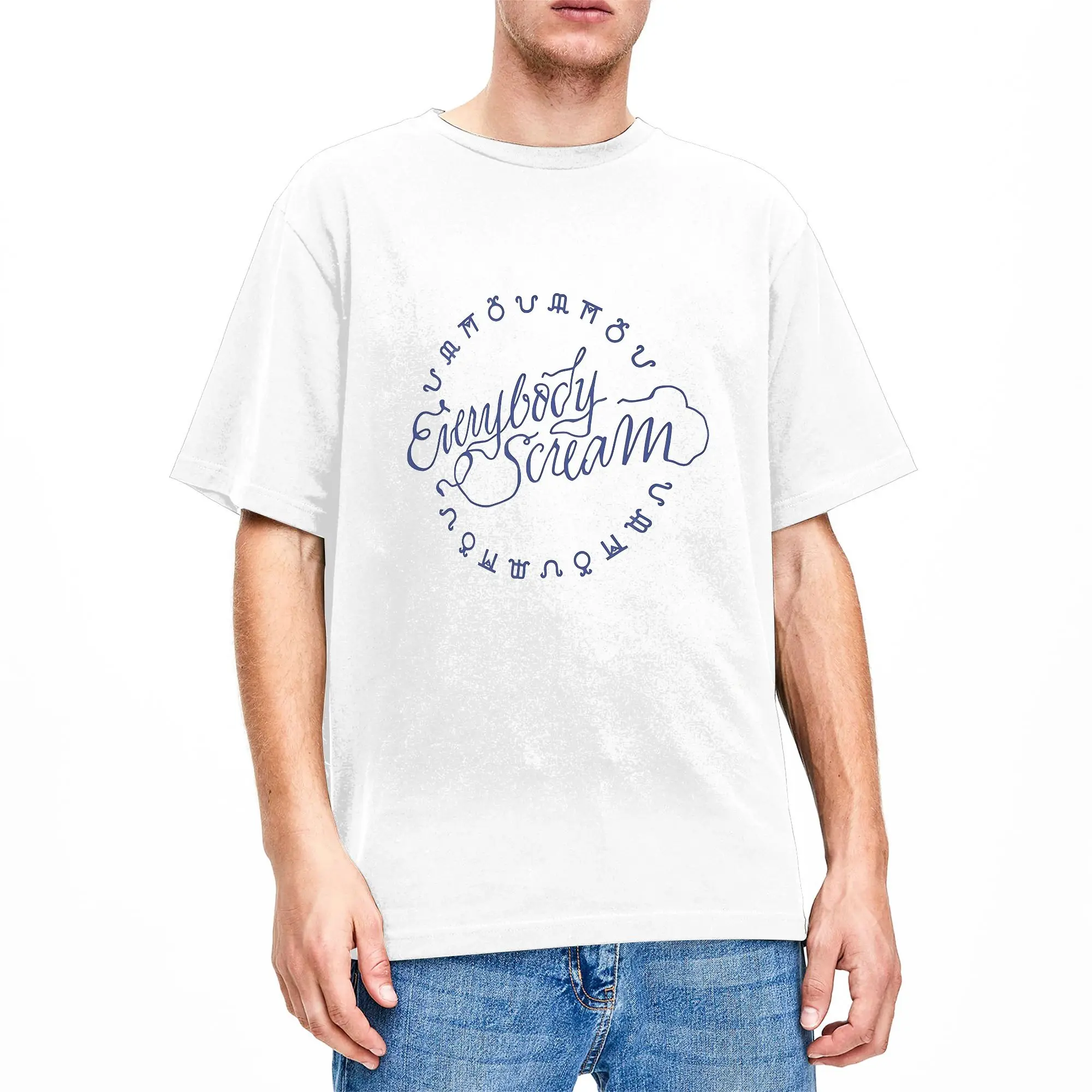 Humorous Florence + The Machine Everybody Scream Tour T-Shirts for Men O Neck Pure Cotton T Shirt  Short Sleeve Tee Shirt Tops