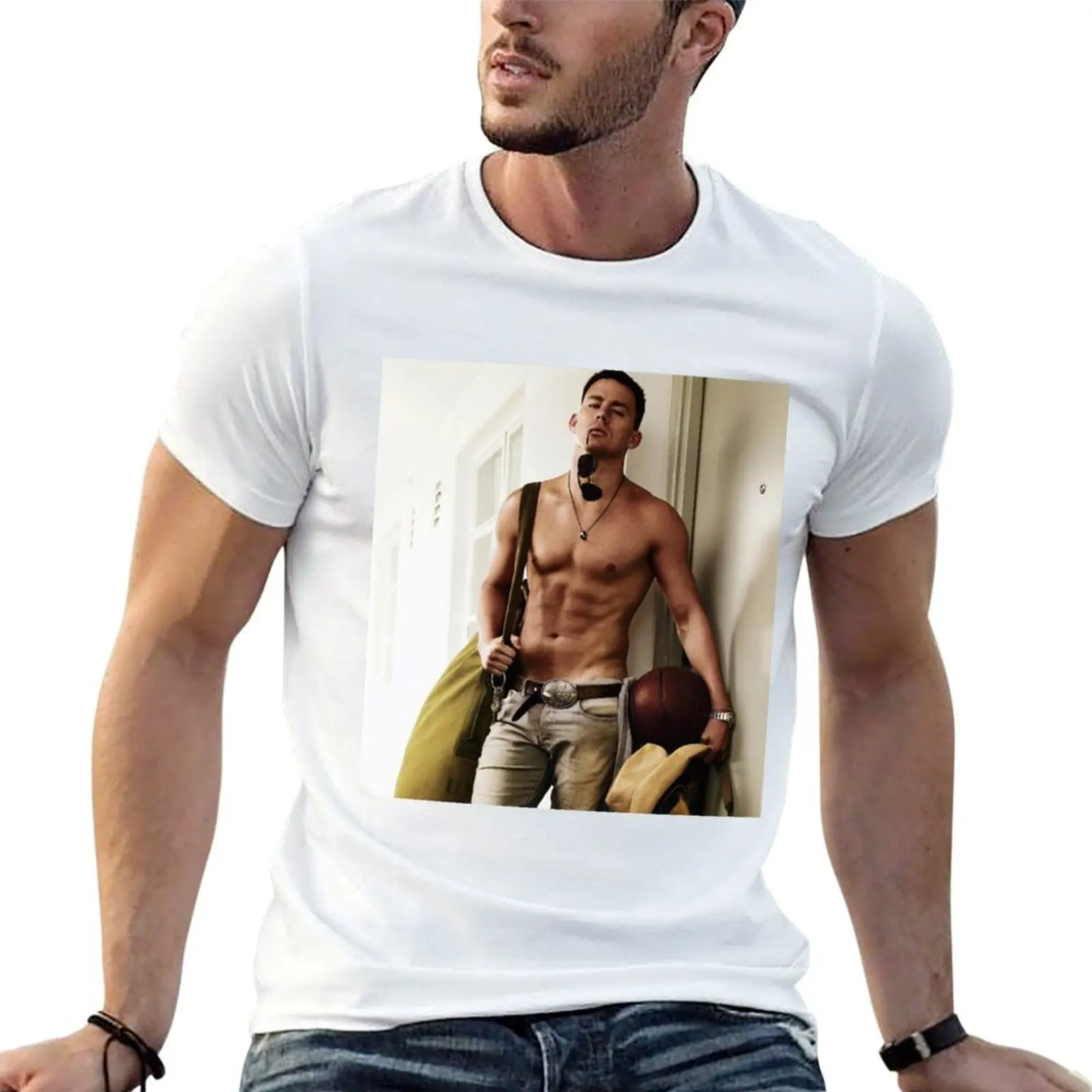 

CHANNING TATUM SHIRTLESS T-Shirt funny t shirts cotton man t shirt designer t shirt man plain T-shirt