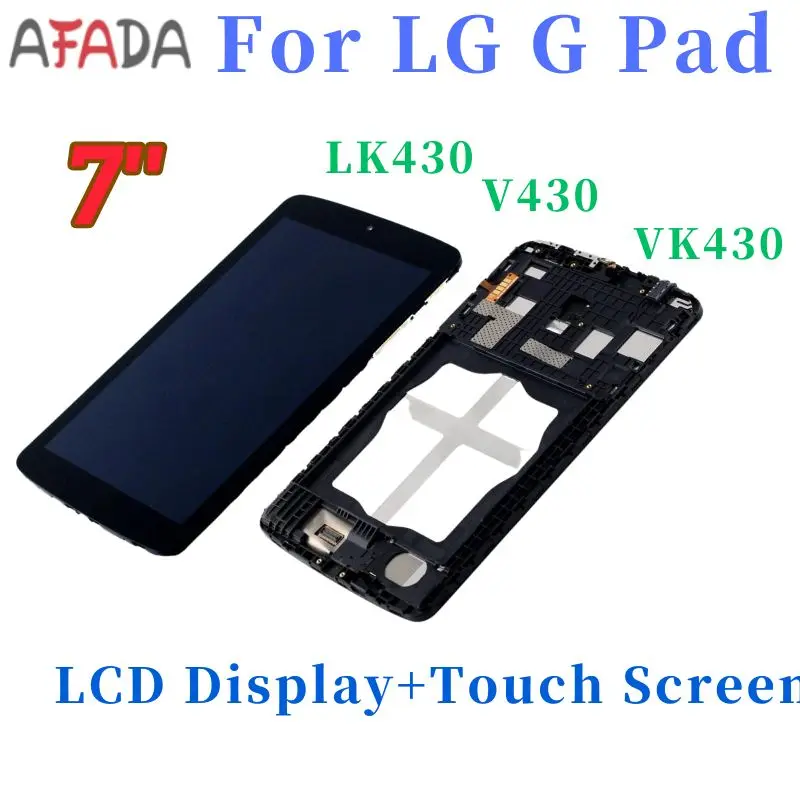 

New 100% Tested 7" LCD Replacement For LG G Pad LK430 V430 VK430 LCD Display Touch Screen Assembly Replacement with Frame